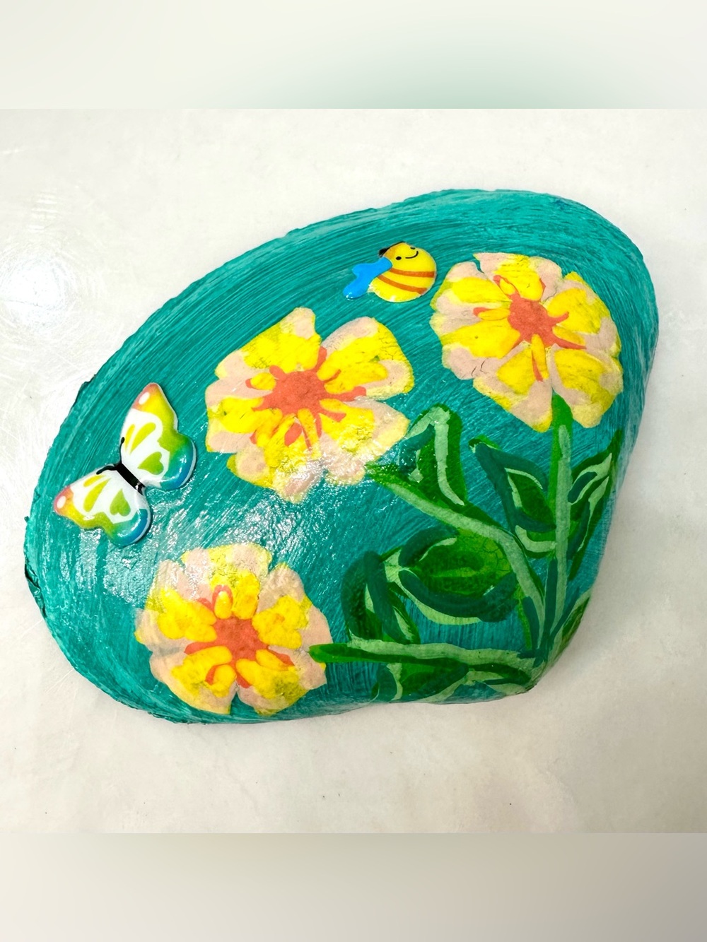 Hand Painted Clam Shell Trinket Dish Double Sided Gold Leaf Floral Catchall